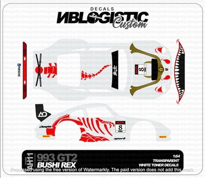 Porsche 993 Custom WaterSlide Decal for hot wheels 1/64 Scale a1