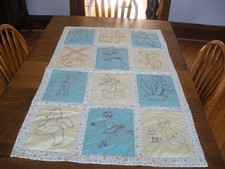 VINTAGE BABY CRIB QUILT BLANKET HAND EMBROIDERY 51" x 31"