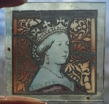 Stained Glass Queen Victoria kiln fired glass insert piece window art religious