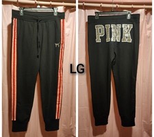 NWOT SZ LARGE VICTORIA'S SECRET VS PINK RHINESTONE BLING JOGGERS SWEATPANTS.
