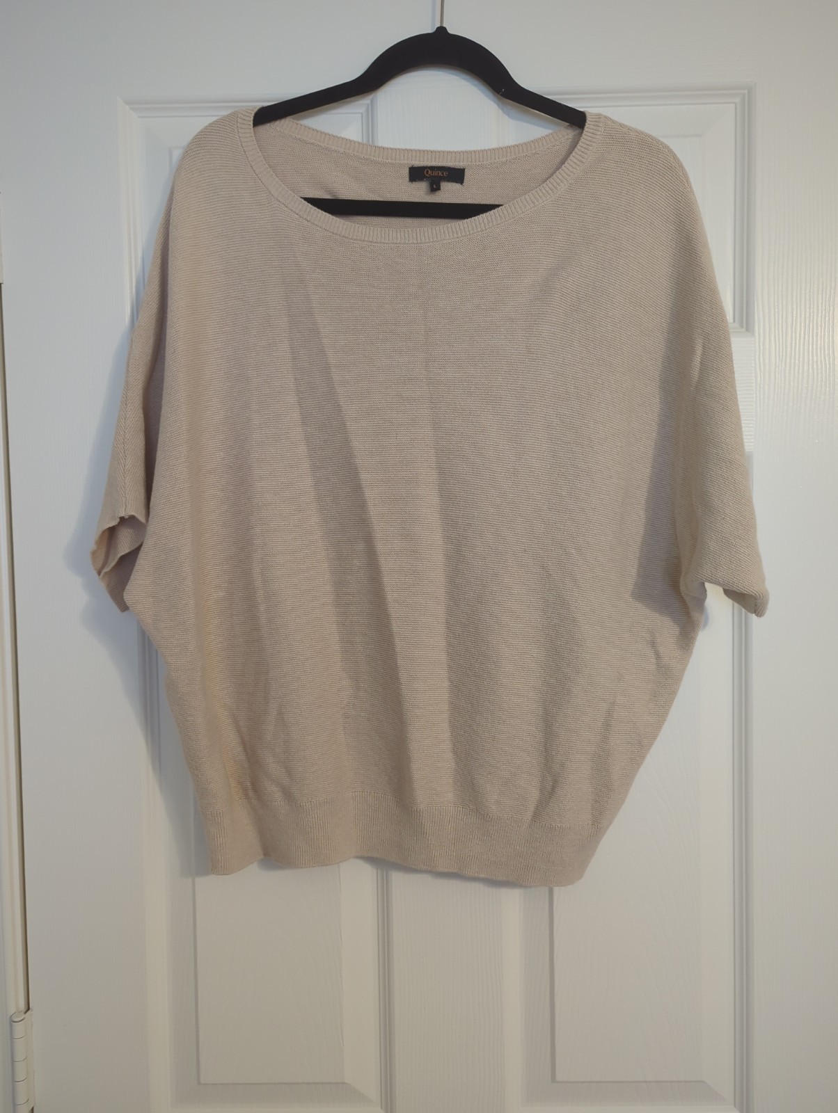 Quince Women's Large Knit Shirt Cotton Blend Short Sleeve Top