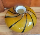 Vintage Murano Large Glass Vase/ Bowl 10' x 16' Mid Century Modern Striped Amber