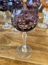 Bayel Crystal Wine Hock Wine Glass Amethyst Purple Vineyard Grape MINT 7.5"