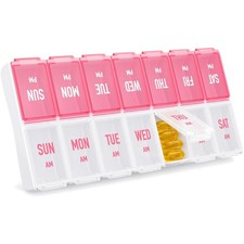Weekly Pill Organizer 2 Times a Day, Stylish Pill Box 7 Day AM PM with Large ...