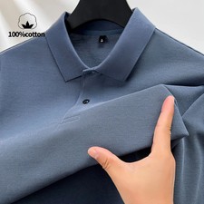 100 Cotton Polo Shirt-Summer Fashion Casual Long Sleeve, Breathable Lapels T-sh