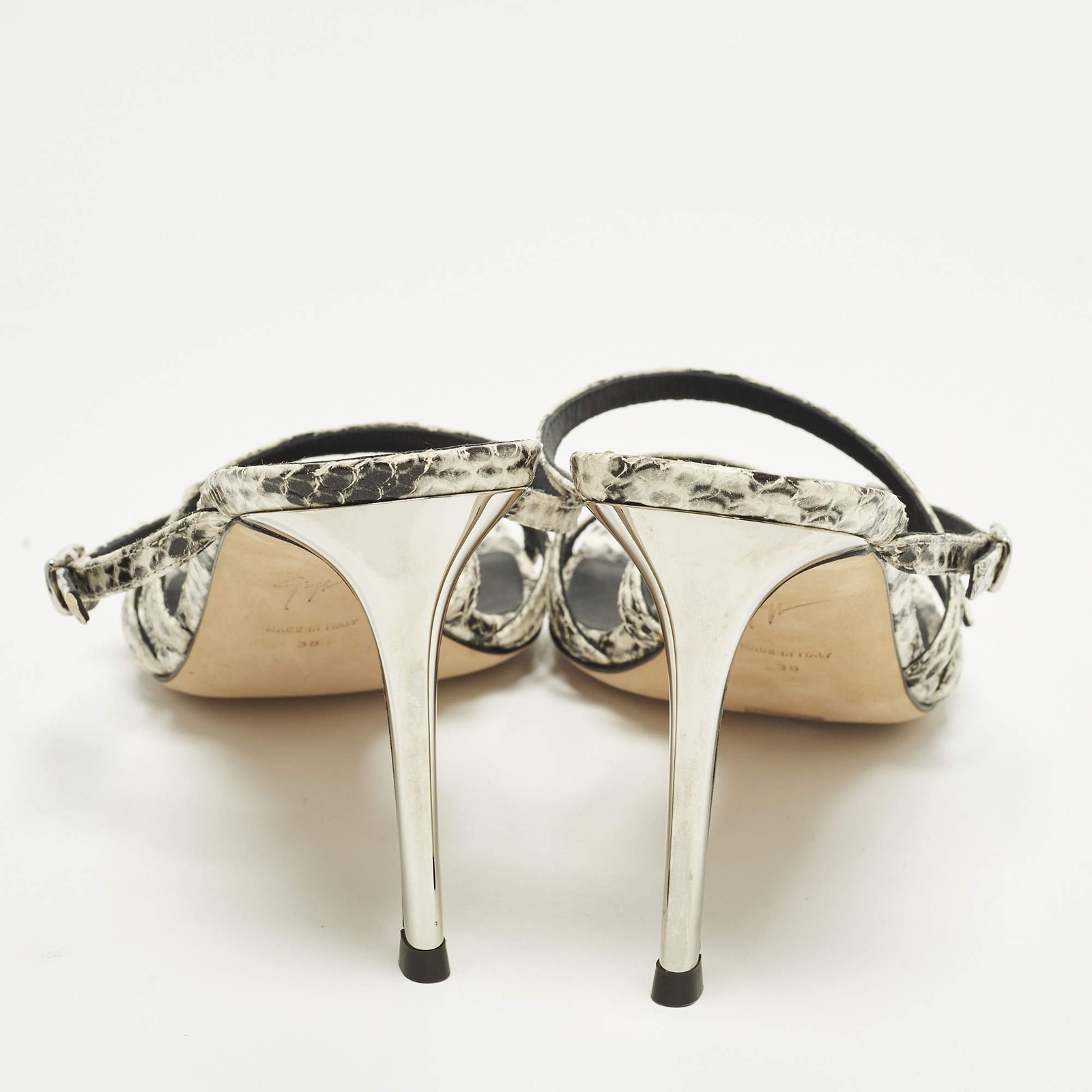 Giuseppe Zanotti Size 38 BlackWhite Python Emboss… - image 5