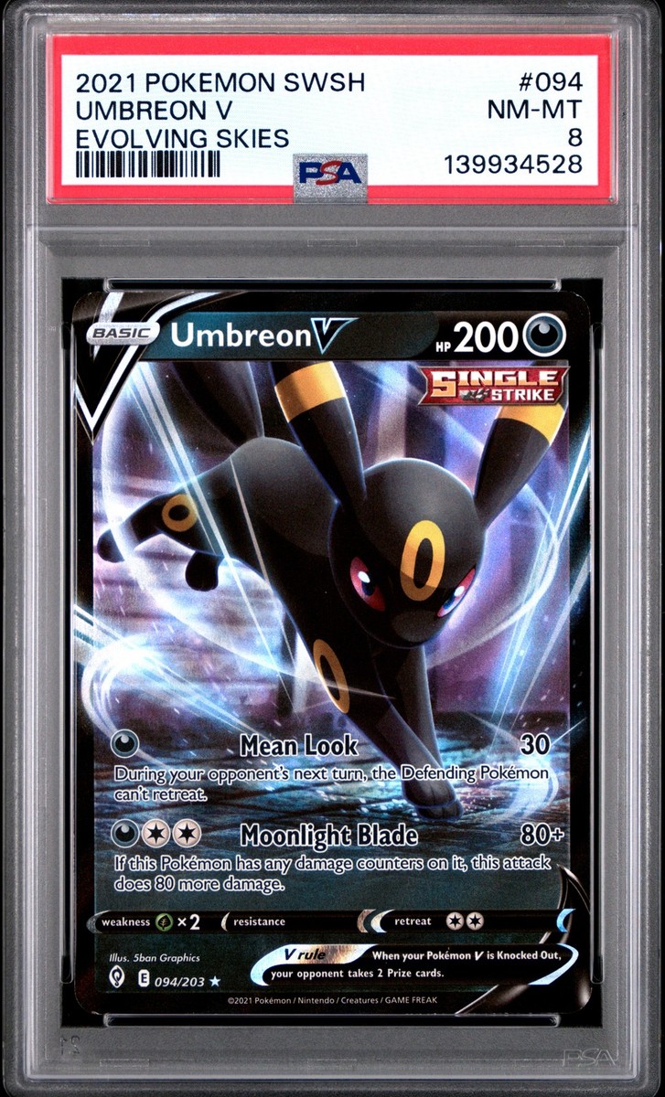 PSA 8 Umbreon V Card 094 2021 Pokemon Sword & Shield Evolving Skies  139934528