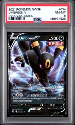 PSA 8 Umbreon V Card 094 2021 Pokemon Sword & Shield Evolving
