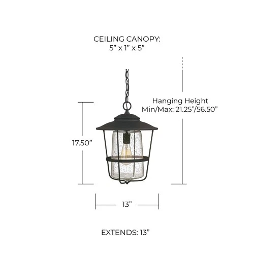 Capital Creekside 17 1/2"H Black Outdoor Hanging Light - Picture 3 of 3