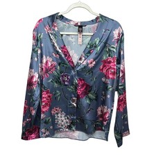 Victorias Secret Satin Floral Pajama Top M Coquette Romantic Lounge Sleepwear