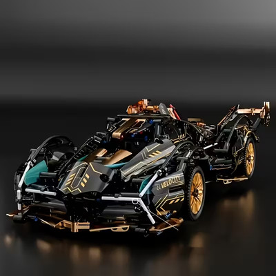 V12 Vison Car Limited Edition 1:36 Scale Super Car Model Sleek Black and Gold