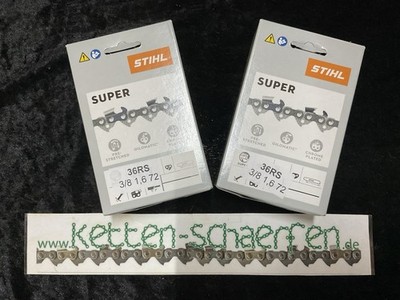 2 Stück Stihl Sägekette 3/8 1,6 72 TG 50 cm 36RS Rapid Super Vollmeißelkette