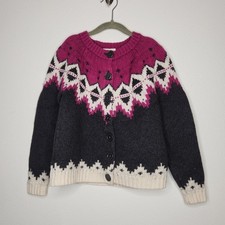 Hanna Andersson Sweater Nordic Isle Cardigan Winter Boho Size 130