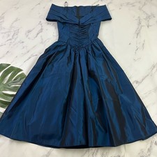 Gunne Sax Jessica McClintock Womens Vintage 90s Taffeta Prom Dress Size 7 Blue