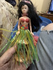 Vintage Hawaiian Doll Hula Dancer With Grass Skirt 8  Plastic A  H 70  s
