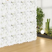 3D Flower Wall Panel,16pcs Artificial Flower Wall Background Silk Rose Wedding