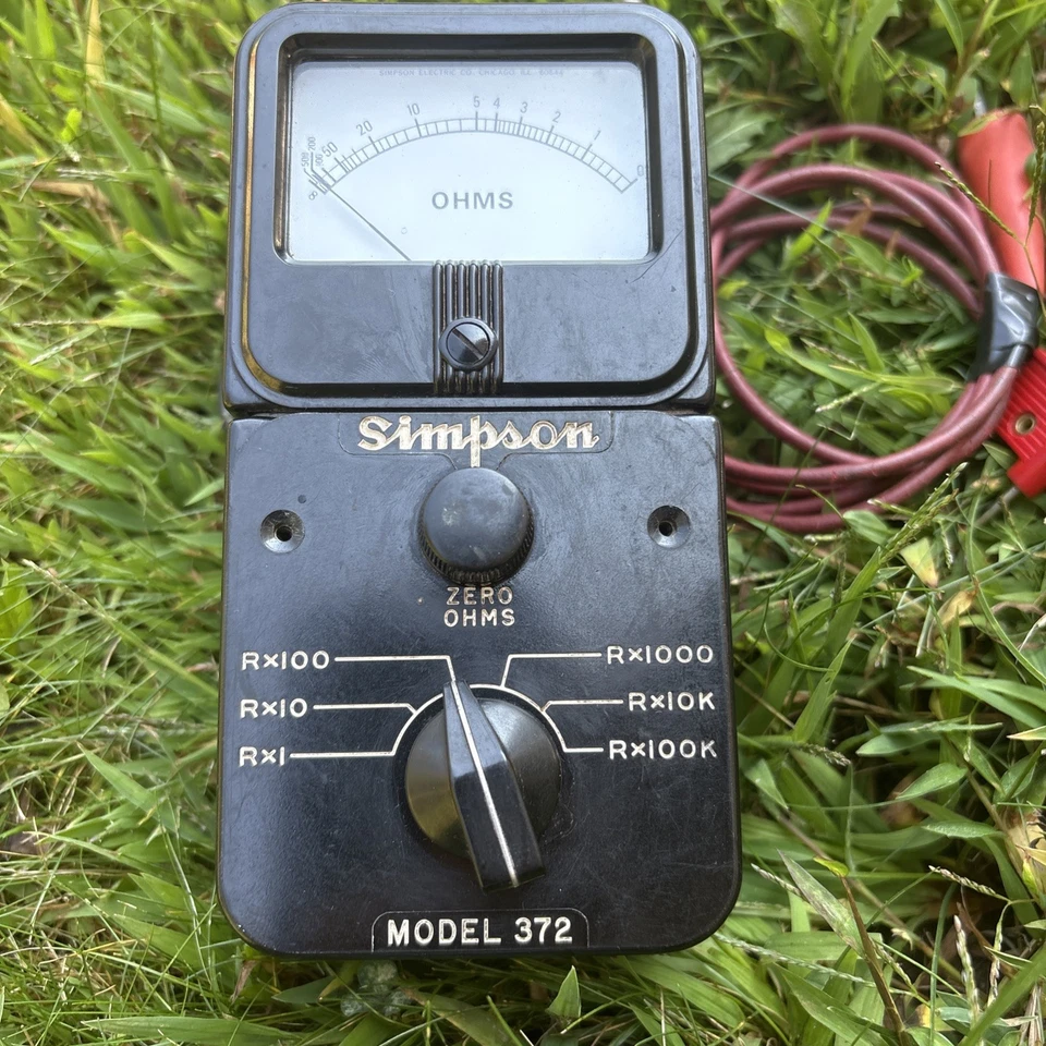 Simpson Vintage Model 372 Ohm Multimeter with Original Test Leads - Image 2 of 4