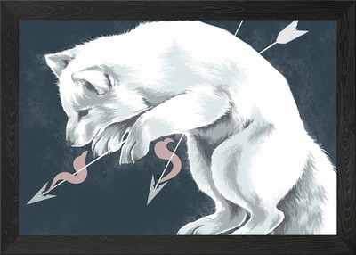 Pfeil durchbohrt Polarfuchs Gerahmtes Wandbild Poster Leinwanddruck Bild
