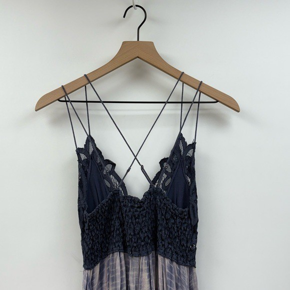Free People One Adella Tie Dye Woven Slip Gauze Swing Mini Dress Blue Medium