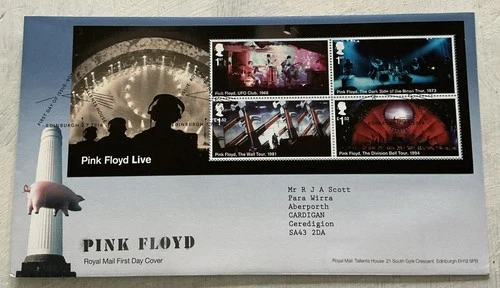 GB QEII 2016 Pink Floyd Live Minisheet Royal Mail FDC Tallents House Prism SHS