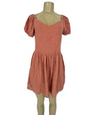 AE American Eagle Medium Solid Eyelet Puff-Sleeve Mini Dress S22