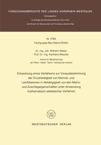 Johannes Wilhelm Weber | Entwicklung Eines Verfahrens Zur Vorausbestimmung...-image
