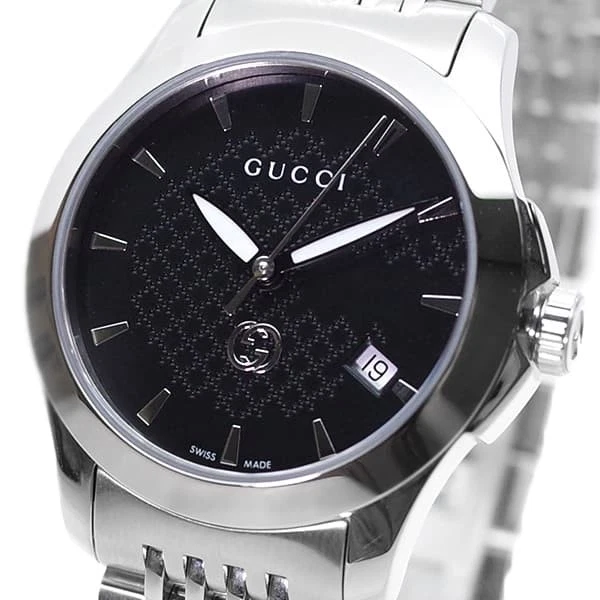 Montre Gucci analogique ceinture acier inoxydable quartz noir argent