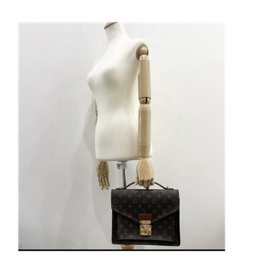 Louis Vuitton Monogram Top-Griff Tasche Braun Leder Push-Lock Gold Hardware