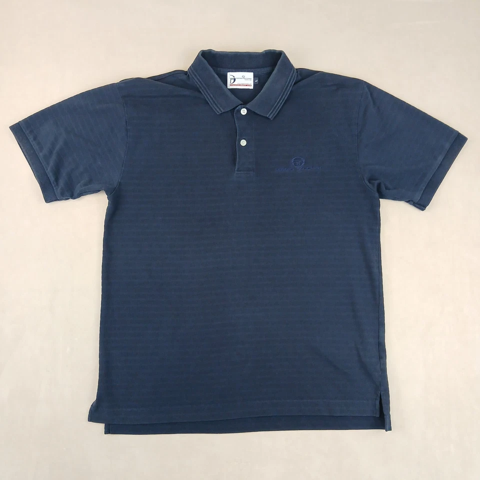 Винтажный Sergio Tacchini большой мужской рубашка-поло коробка темно-синий 20 x 25 ** подходит маленький ** - Изображение 2 из 4