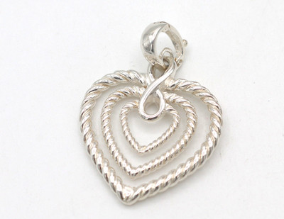 Vintage Jacmel Mauritius JCM 925 Sterling Silver Roped Open Heart Pendant 7.75g