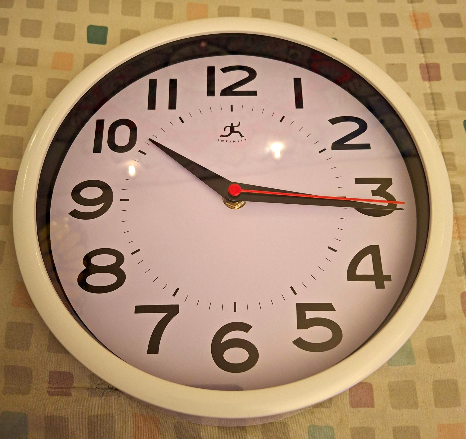 Infinity Instruments 8-7/8" Round Wall Clock White/Black 14220WH-3364