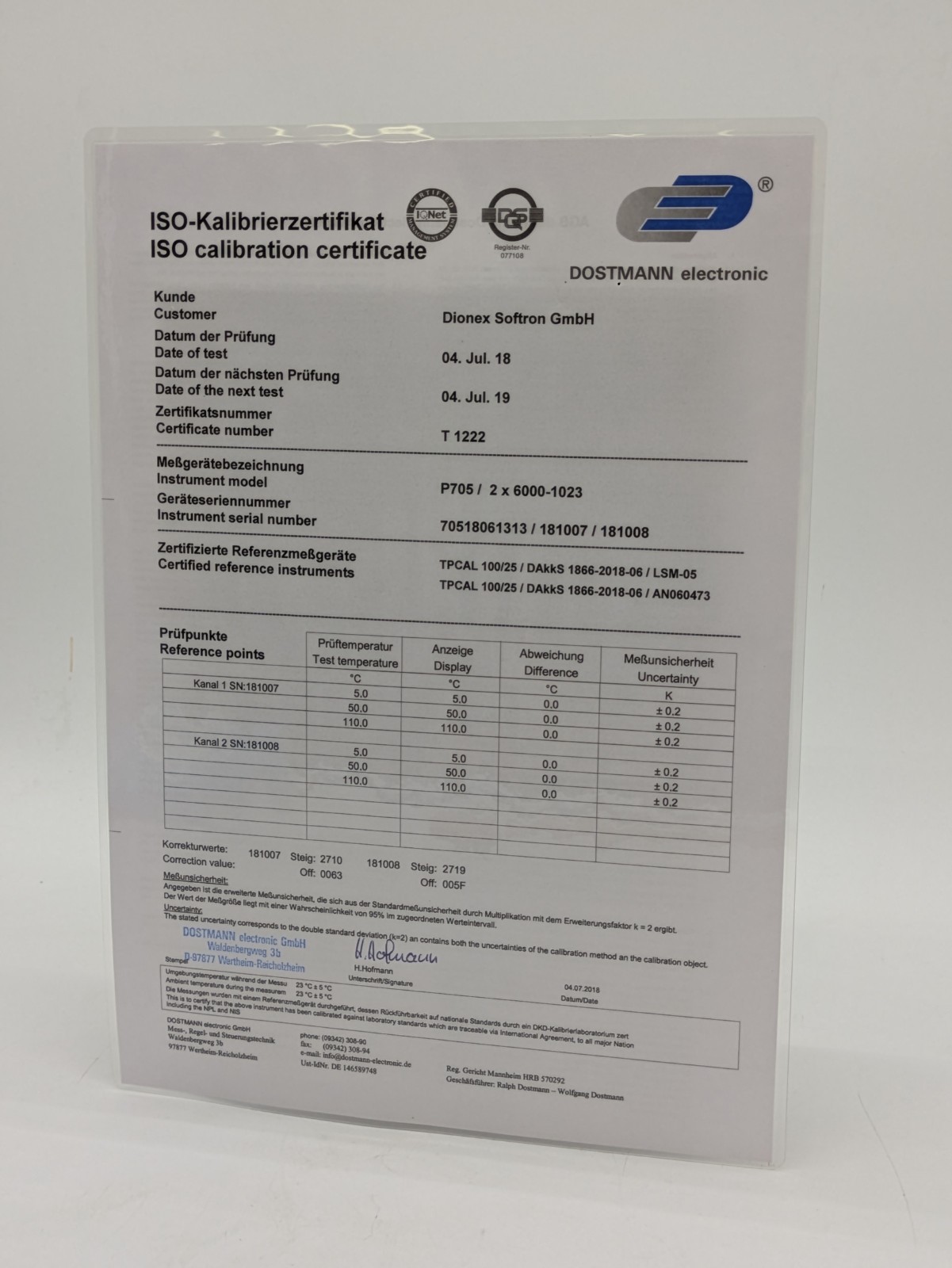 P705 DOSTMANN 700 Series DIGITAL THERMOMETER INSTRUMENT / WITHOUT PROBES