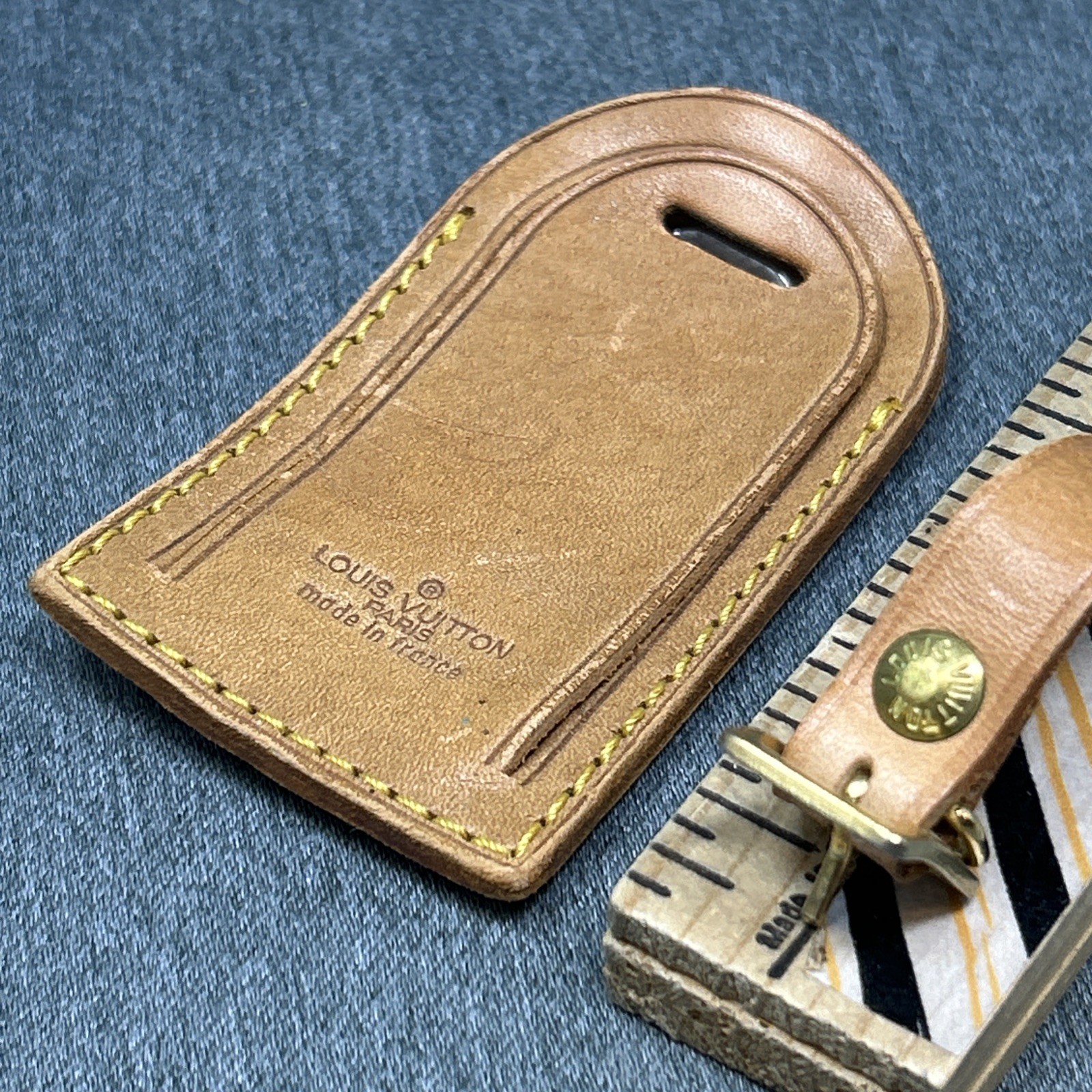 LV Louis Vuitton Luggage Tag Leather Made in France 2pc Travel Accessory thumbnail 9