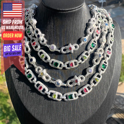 Iced Out Infinity Star Eye CZ Cuban Link Chain Necklace Hip Hop