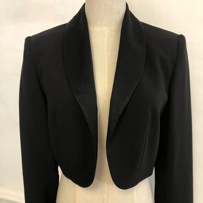 Vintage Cache Black Bolero Jacket Sz Small NWT $145 Satin Trim Tuxedo USA
