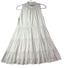 Lulus Cream Beige Tiered Midi Dress Size: Small