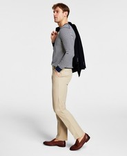 Michael Kors Mens Classic fit Dress Pants 34 / 30 Beige Solid Stretch