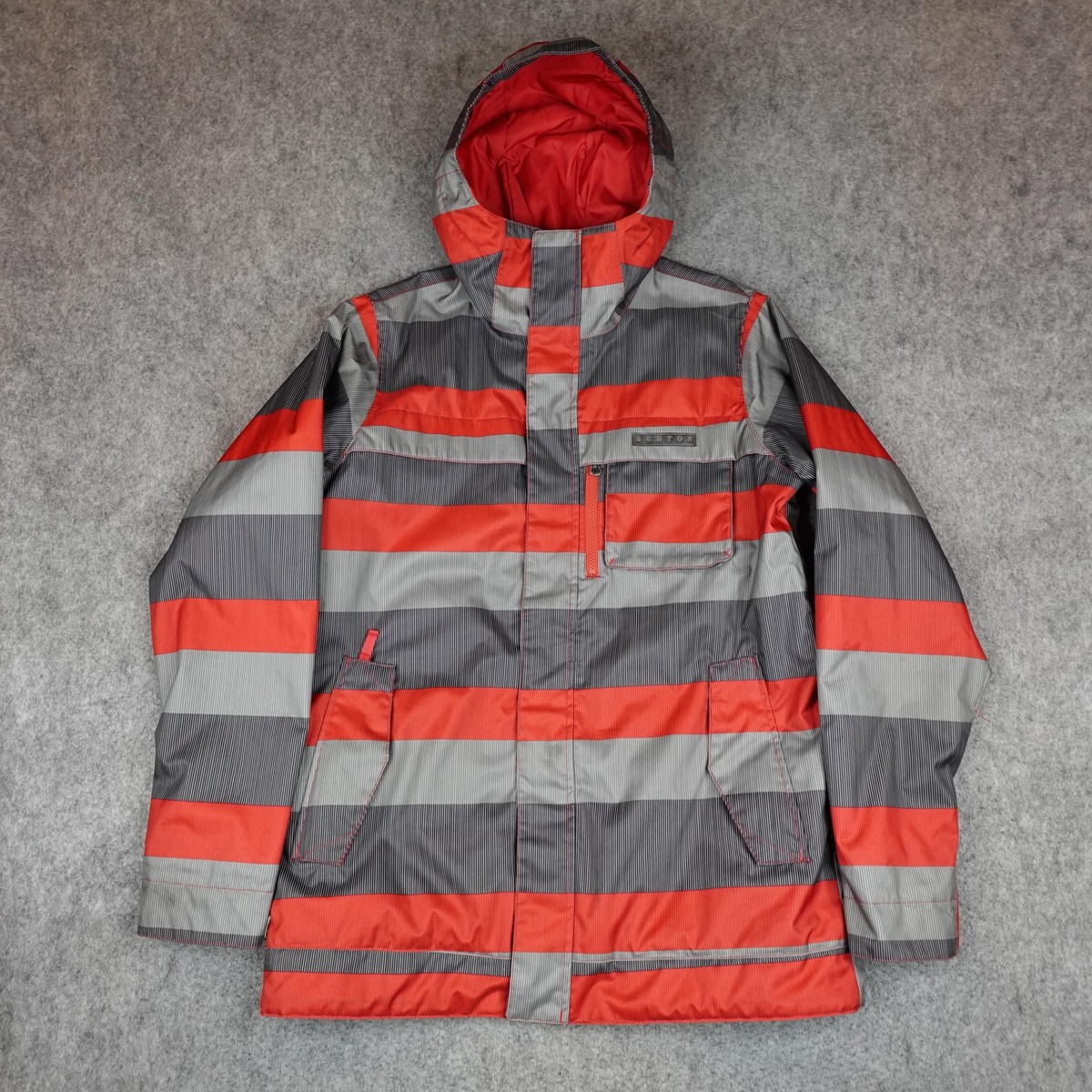 Burton Jacket Mens Small Gray Red Dryride Ski Snowboard Poacher