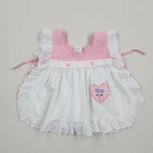 Capa social bordada vintage anos 60 anos 70 bebê menina rosa pinafore babado