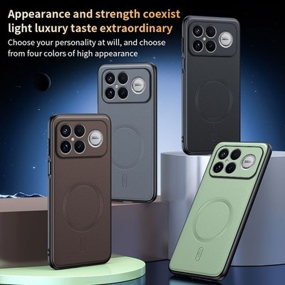 For XiaoMi Poco F8 Ultra, Luxury Business Leather Magnetic Back Soft Cover Case