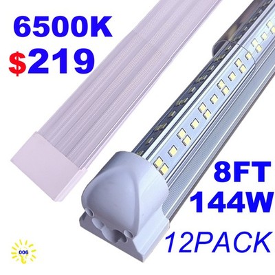 LED Shop Lights Fixture Tube Strip Lights 8FT For Garage Workshop 12PCS Led Bulb