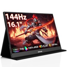 HotYeah 16.1'' 144Hz Portable Gaming Monitor, 106 sRGB 1080P FHD Portable Mo...