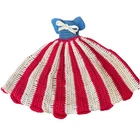 VTG Barbie Dress Handmade Crocheted Red, Cream Blue Patriotic July 4 Birthday ￼