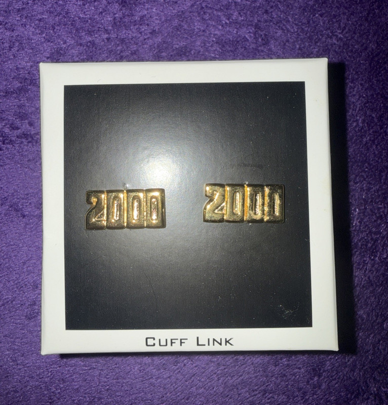 VINTAGE PAIR OF “2000” GOLDTONE CUFFLINKS - MADE IN THE USA