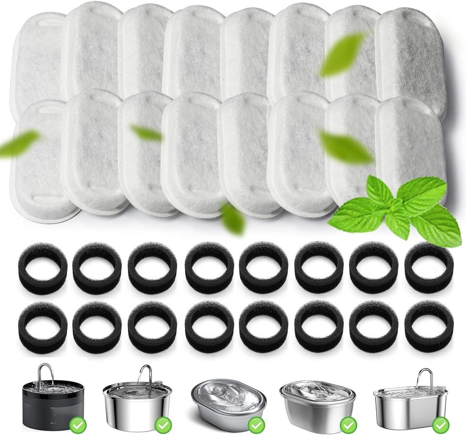 Cat Water Fountain 32 Filter Pack for Clean, Safe Drinking - 8 Supply ...