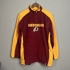 Vtg NFL Reebok Washington Redskins XL Fleece Pullover Jacket 1/4 Zip Y2K Pockets