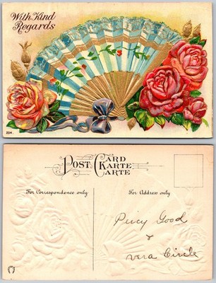 With Kind Regards Roses Fan Postcard
