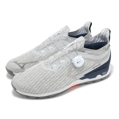 Mizuno スパイクシューズ グレー ベルクロ Mizuno Wave Hazard WG Boa 3E Wide Grey Navy Men Golf Shoes