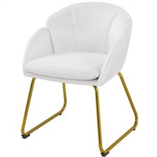 Flower Shape Velvet Vanity Chair Tub Chair with Golden Metal Leg for Makeup Room