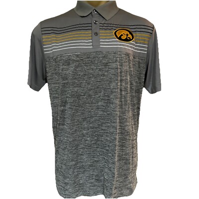 NEW NCAA Iowa Hawkeyes Colosseum Light Button Collared Polo Golf Shirt Men's L